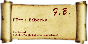 Fürth Bíborka névjegykártya